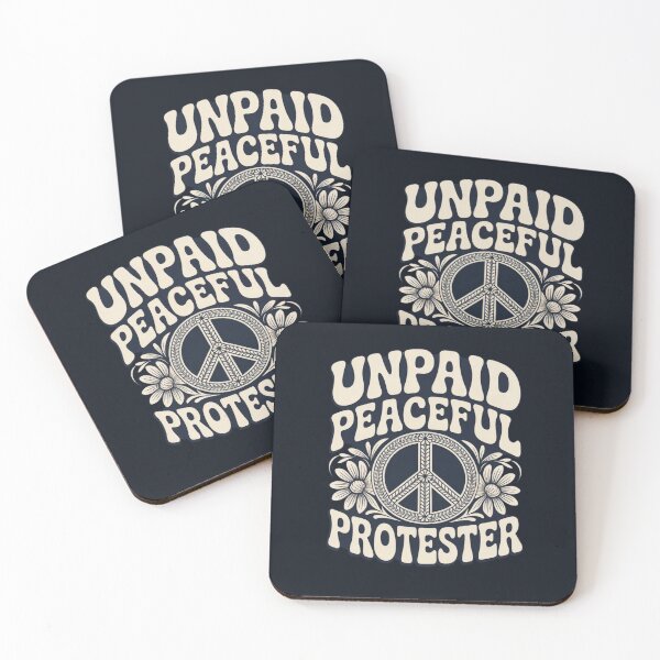 Item preview, Unpaid Peaceful Protester – Retro Hippie Peace Sign Floral Graphic  designed and sold by MS Pod Studio.
