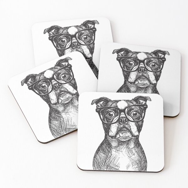 Item preview, A Boston Terrier Sketch, Dog Wearing Glasses, Minimalist Line Art Tee, Black And White Casual Style, Breathable And Comfortable, Trendy designed and sold by PINEZKA_DESIGN.