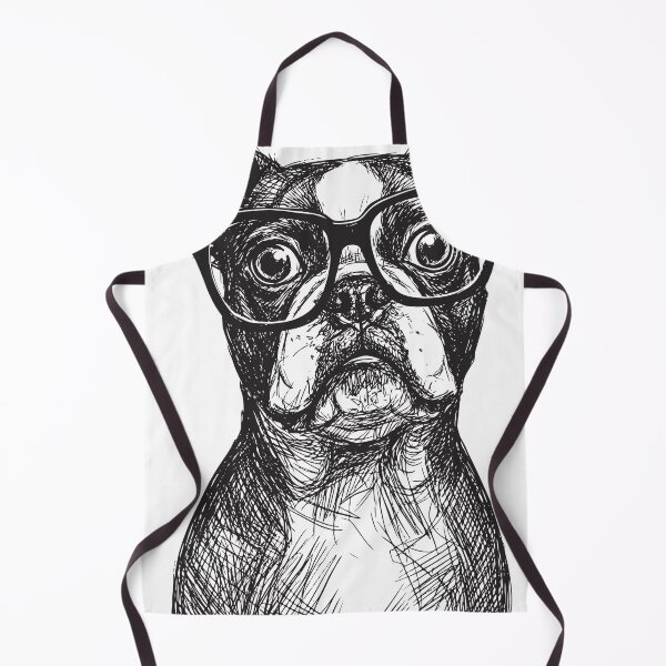 Item preview, A Boston Terrier Sketch, Dog Wearing Glasses, Minimalist Line Art Tee, Black And White Casual Style, Breathable And Comfortable, Trendy designed and sold by PINEZKA_DESIGN.