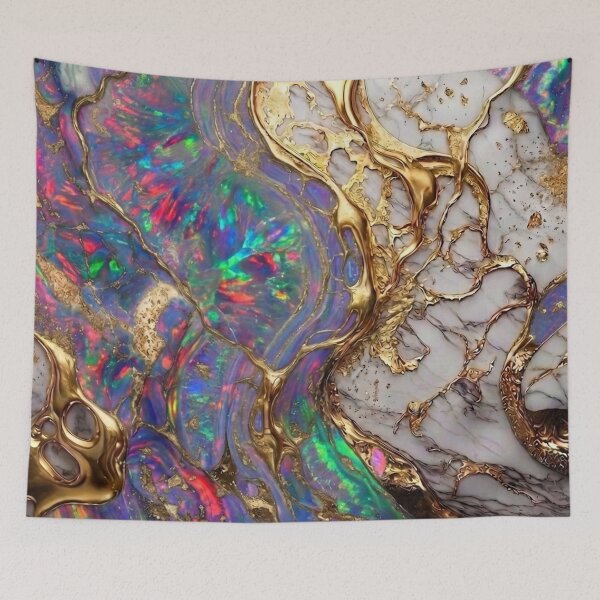 Item preview, Opal Iridescent White Marble and Gold Luxury Art designed and sold by Ed & Harmony.
