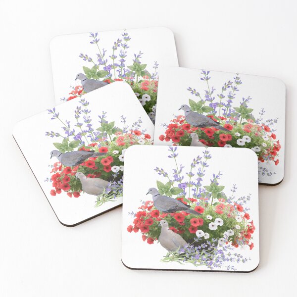 Item preview, Collared Doves in my Flower Basket designed and sold by SimpleatHeart.