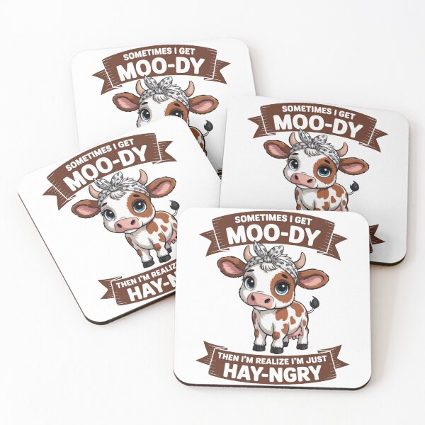 Item preview, Cute Moody Cow Pun - Funny Hay-ngry Kawaii Calf Illustration designed and sold by lucidfrog.