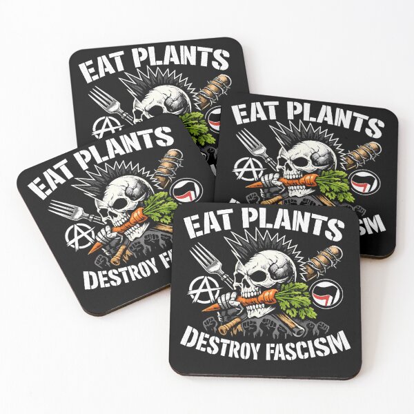 Item preview, Eat Plants Destroy Fascism Vegan Punk designed and sold by Cat-butt-shirts.