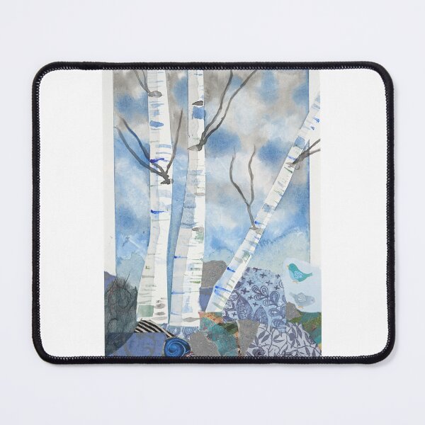 Item preview, BlueGrey Birds Snail Birches designed and sold by Anna-Switzer.