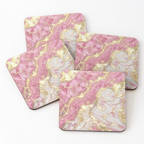 Item preview, Rose Quartz Pink Crystal White Marble and Gold Art designed and sold by Ed & Harmony.