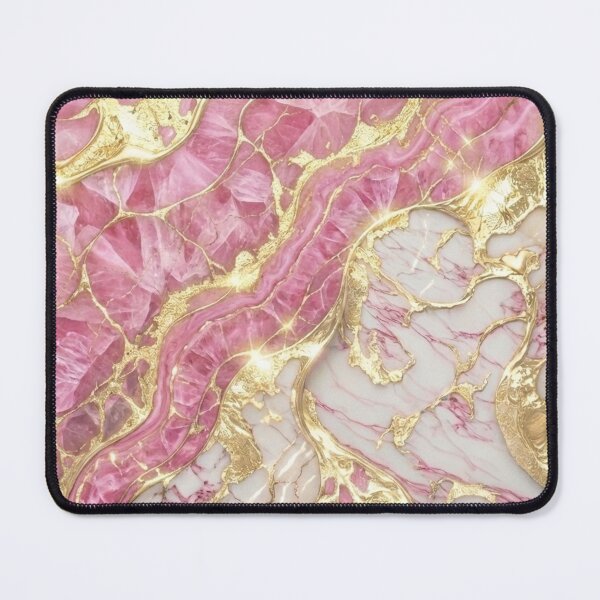 Item preview, Rose Quartz Pink Crystal White Marble and Gold Art designed and sold by Ed & Harmony.