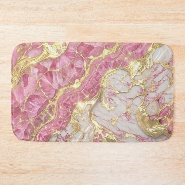 Item preview, Rose Quartz Pink Crystal White Marble and Gold Art designed and sold by Ed & Harmony.