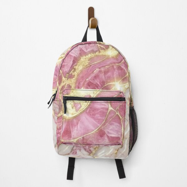 Item preview, Rose Quartz Pink Crystal White Marble and Gold Art designed and sold by Ed & Harmony.