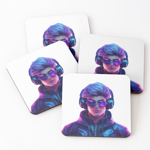 Item preview, "Cyber DJ - Neon Gamer Avatar with Headphones and Glasses" designed and sold by RS-Globalist-.