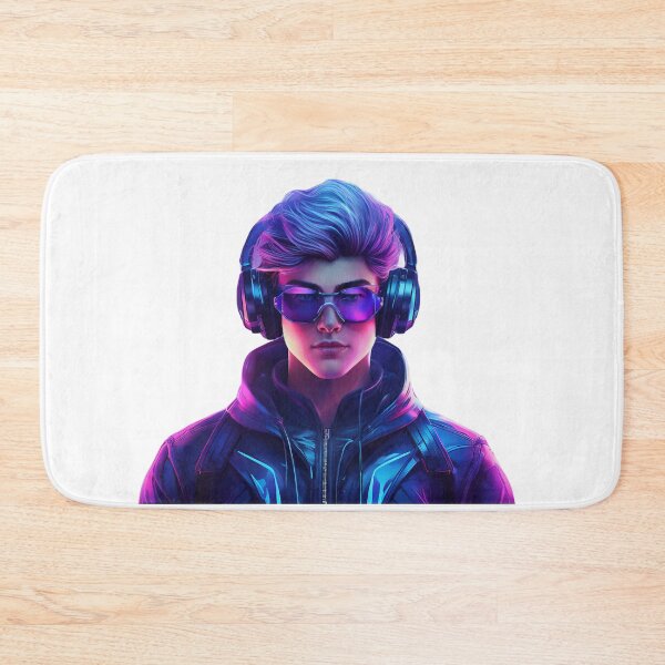 Item preview, "Cyber DJ - Neon Gamer Avatar with Headphones and Glasses" designed and sold by RS-Globalist-.