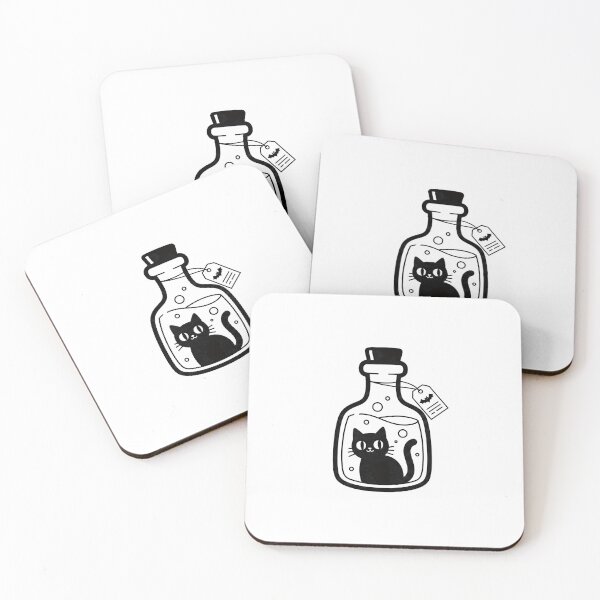 Artikelvorschau, Black Cat Potion Aesthetic – Witch Bottle Illustration, Cute Spooky Magic Design entworfen und verkauft von Timegraf.