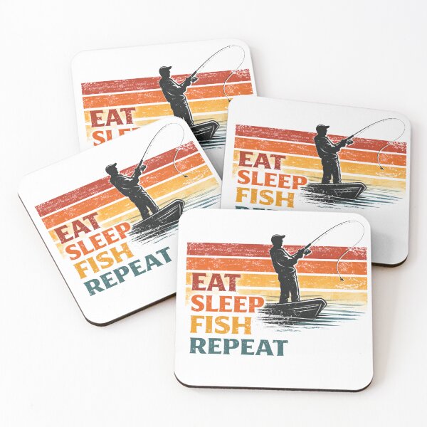 Item preview, Eat Sleep Fish Repeat Retro Sunset designed and sold by GeaSupplyStudio.