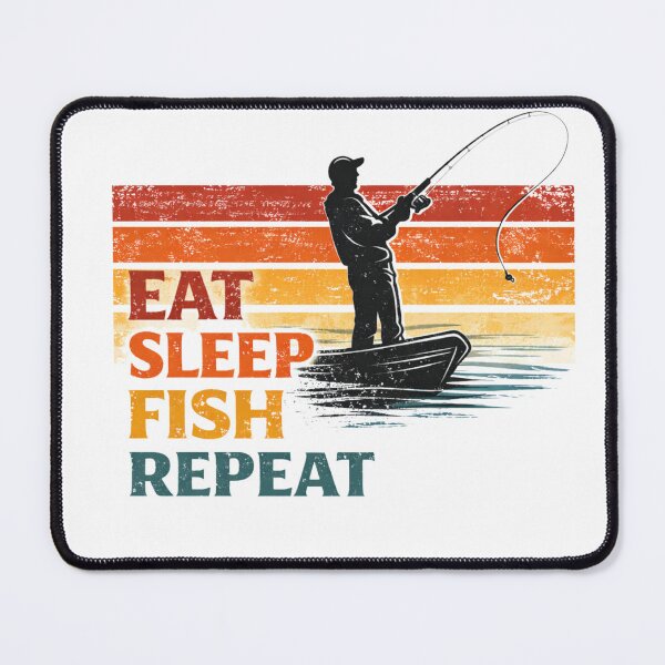 Item preview, Eat Sleep Fish Repeat Retro Sunset designed and sold by GeaSupplyStudio.