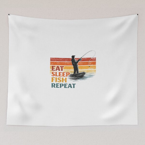 Item preview, Eat Sleep Fish Repeat Retro Sunset designed and sold by GeaSupplyStudio.