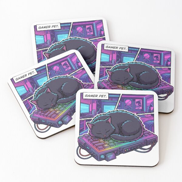 Item preview, Cyberpunk Hacker Cat Sleeping On RGB Gaming Keyboard designed and sold by Retro Mood Co.