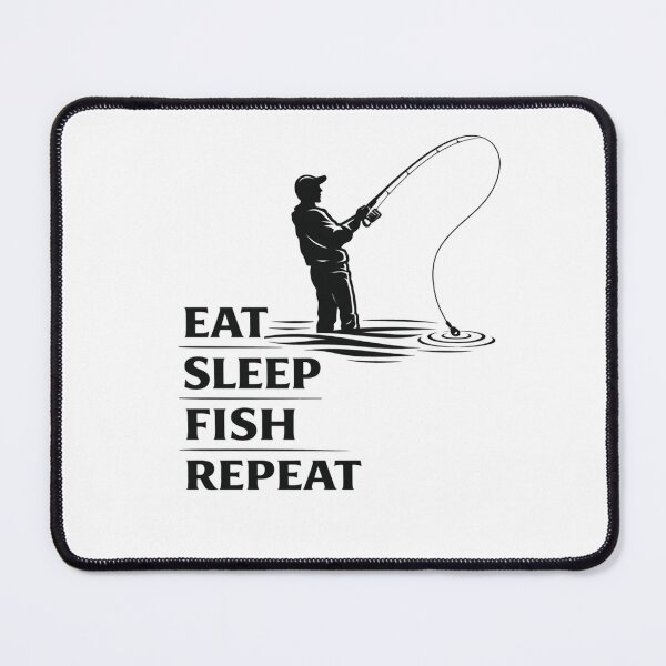 Item preview, Eat Sleep Fish Repeat Minimalist Line Art designed and sold by GeaSupplyStudio.