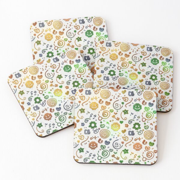 Item preview, A colorful pattern of whimsical shapes and symbols on a white background designed and sold by Creative88Art.