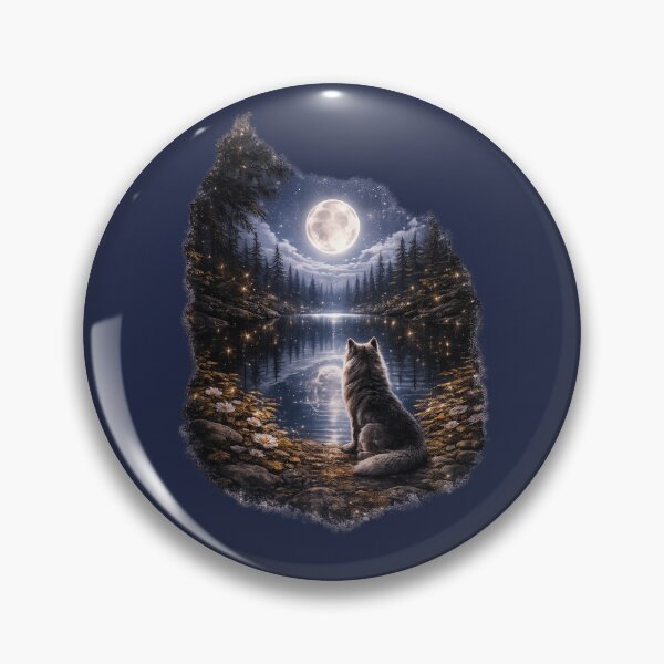 Item preview, Moonlit Wolf – Mystical Night Wolf Art, Forest Lake Reflection, GeoWild Designs designed and sold by GeoWild Designs.