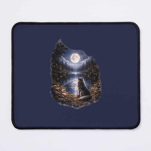 Item preview, Moonlit Wolf – Mystical Night Wolf Art, Forest Lake Reflection, GeoWild Designs designed and sold by GeoWild Designs.