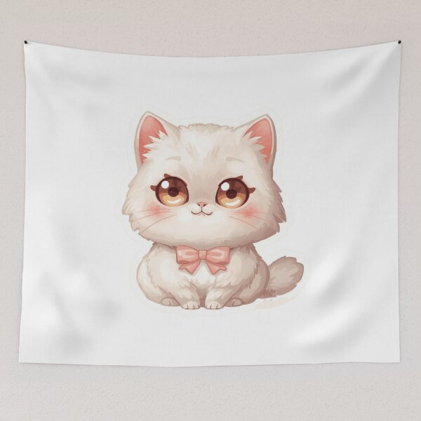 Item preview, Coquette White Cat Pink Bow Kawaii Sticker designed and sold by funnyshop222.
