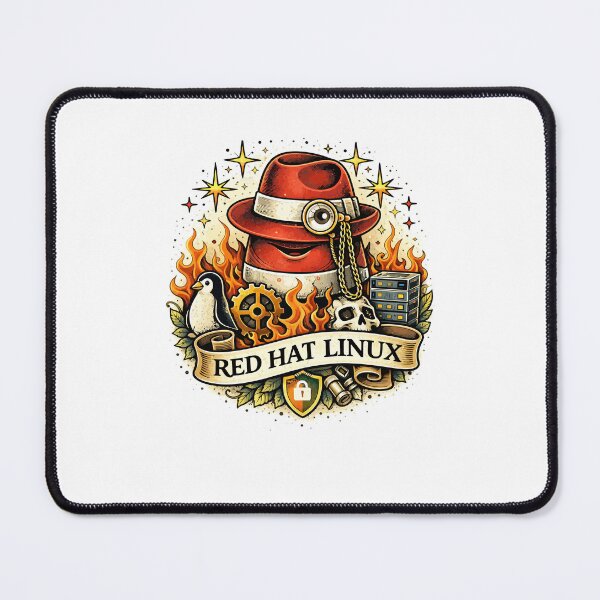 Item preview, Red Hat Linux (Vintage Tattoo) designed and sold by Fakecactus Designs.