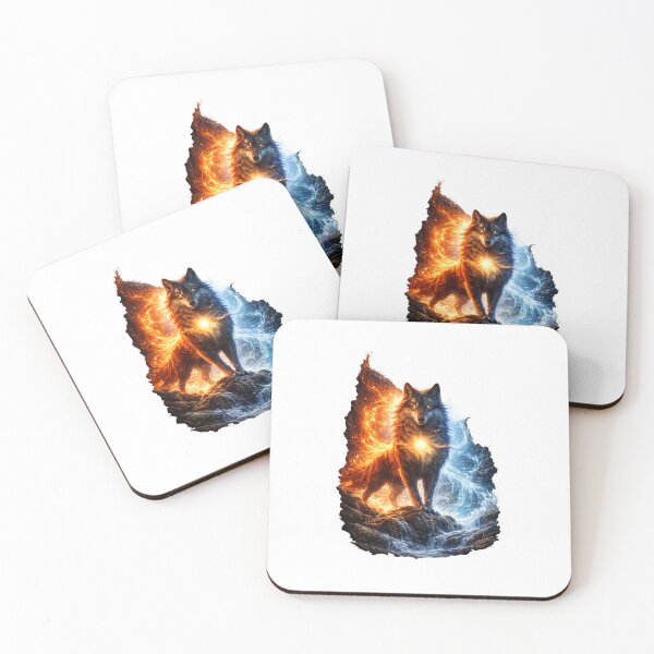 Item preview, Wolf Fire and Ice – Elemental Wolf Art, Fantasy Wolf Design, GeoWild Designs designed and sold by GeoWild Designs.