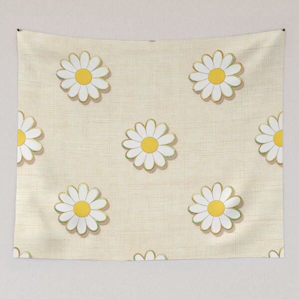 Item preview, A beautiful pattern of white daisies on a soft cream background designed and sold by Creative88Art.