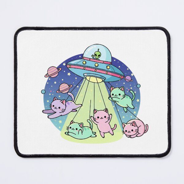 Item preview, Cute UFO Cat Sticker – Kawaii Space Cats Cartoon Illustration for Cat Lovers designed and sold by Timegraf.