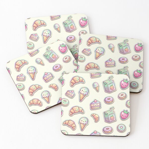 Item preview, A colorful pattern of cartoon food items on a white background designed and sold by Creative88Art.