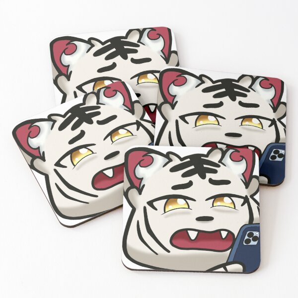 Artikelvorschau, Chibi-Weißtiger mit Telefon entworfen und verkauft von Design-Digitals.