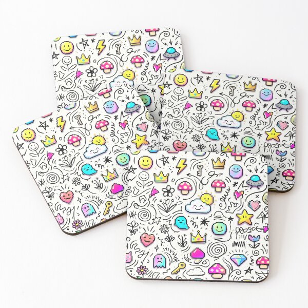 Item preview, A colorful illustration of whimsical doodles and playful cartoon characters designed and sold by Creative88Art.