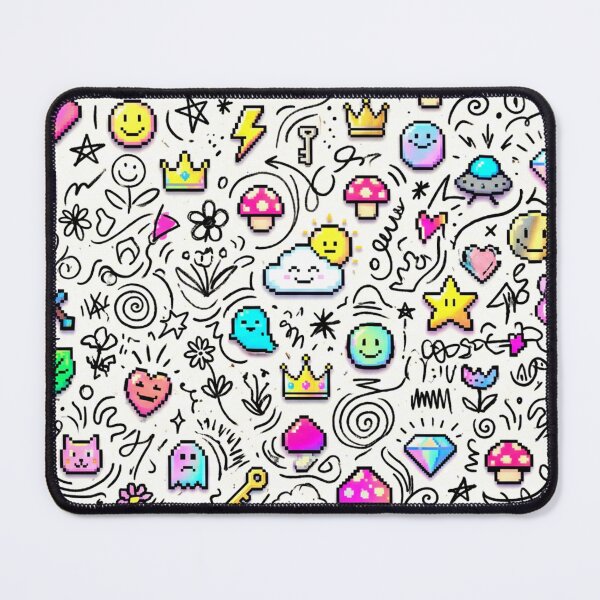 Item preview, A colorful illustration of whimsical doodles and playful cartoon characters designed and sold by Creative88Art.
