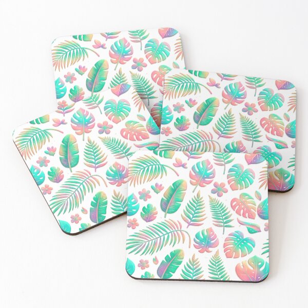 Item preview, A colorful tropical leaf pattern with pastel hues on a white background designed and sold by Creative88Art.