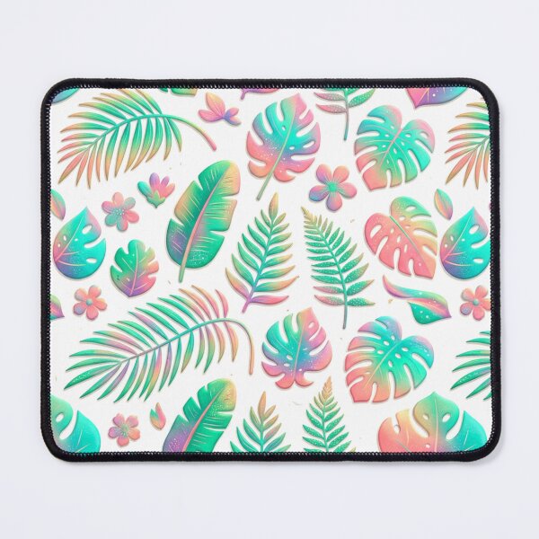 Item preview, A colorful tropical leaf pattern with pastel hues on a white background designed and sold by Creative88Art.