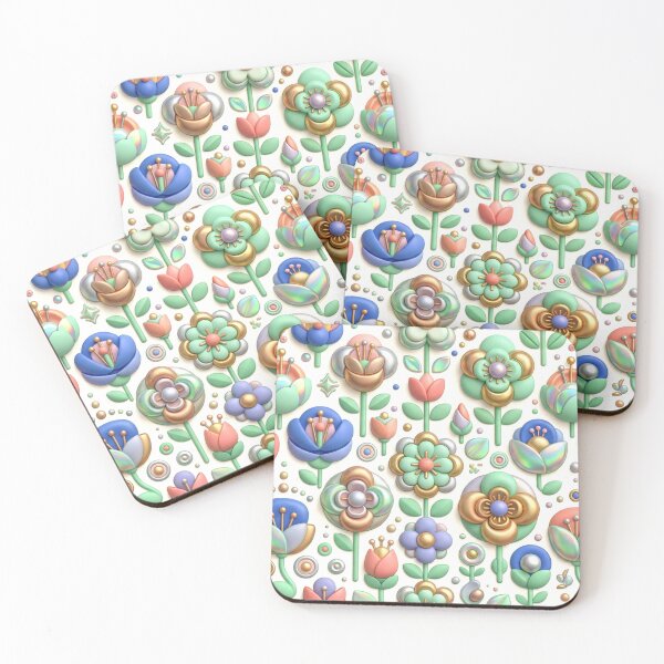 Item preview, A colorful floral pattern with various flowers and leaves on a white background designed and sold by Creative88Art.