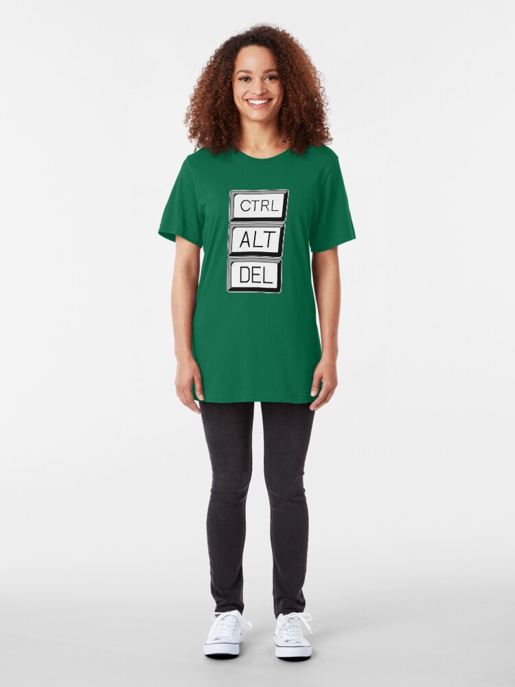 Alternate view of Control Alt Delete Computer User Art Slim Fit T-Shirt