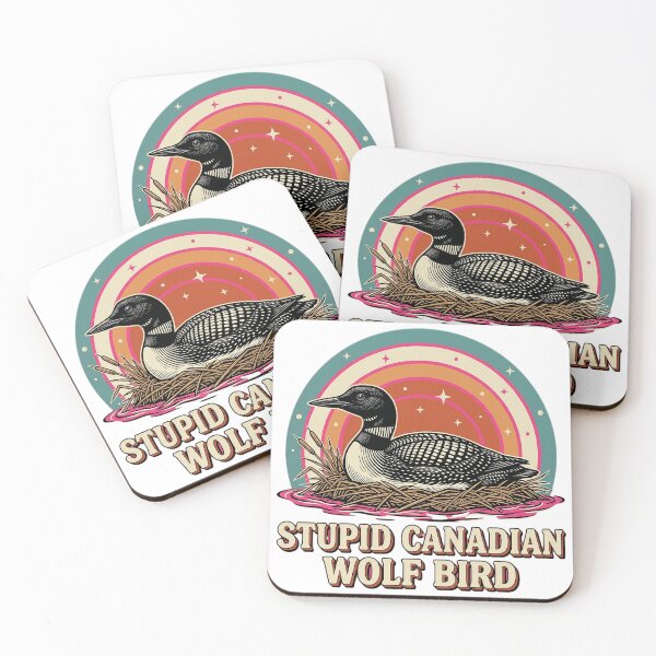 Item preview, Stupid Canadian Wolf Bird Loon Retro Lake Art designed and sold by JMDesignHub.