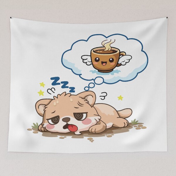Item preview, Running on Empty Dreaming of Coffee – Cute Sleepy Animal Kawaii Sticker | Tired Mood Coffee Lover Gift designed and sold by yazz illustrations.