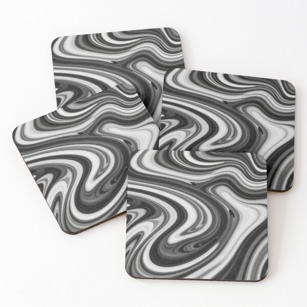 Item preview, Black and White Liquid Marble Swirl – Modern Abstract Fluid Art Pattern designed and sold by RidaSalArt.