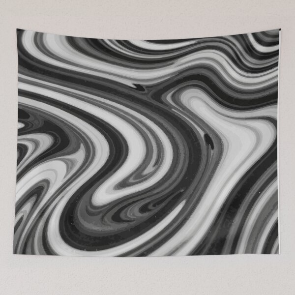 Item preview, Black and White Liquid Marble Swirl – Modern Abstract Fluid Art Pattern designed and sold by RidaSalArt.