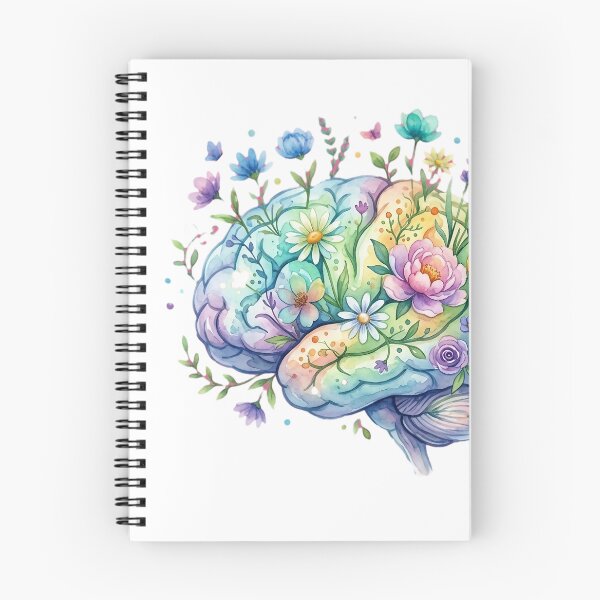 Item preview, Watercolor Floral Brain Mental Wellness Design designed and sold by JMDesignHub.