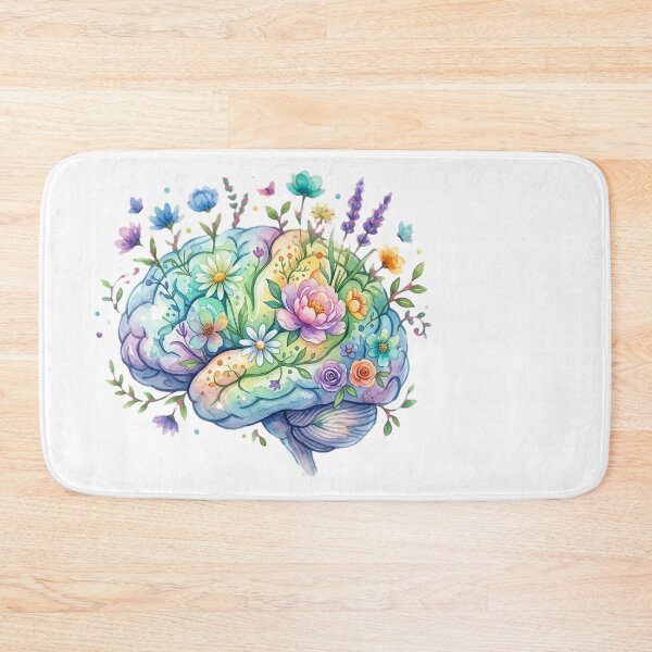 Item preview, Watercolor Floral Brain Mental Wellness Design designed and sold by JMDesignHub.