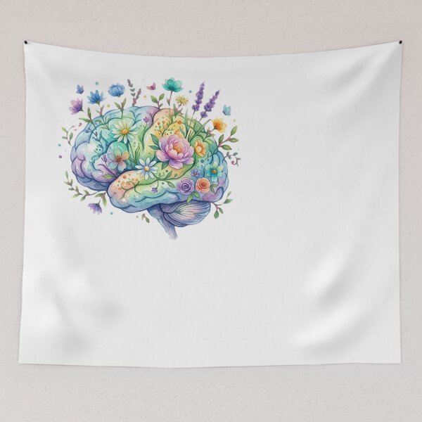Item preview, Watercolor Floral Brain Mental Wellness Design designed and sold by JMDesignHub.
