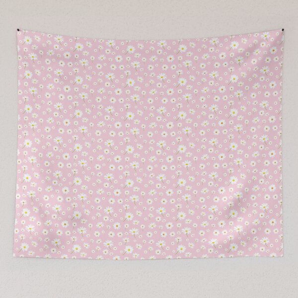 Item preview, White Daisy Pattern on Pastel Pink Aesthetic Cute Floral designed and sold by tronictees.