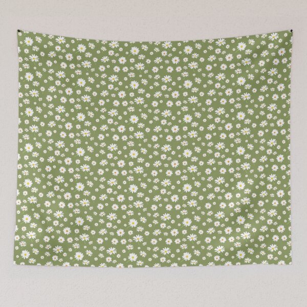 Item preview, White Daisy Pattern With Sage Background designed and sold by tronictees.