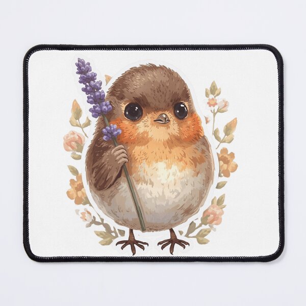 Item preview, Chubby Robin Holding Lavender Sprig Sticker designed and sold by funnyshop222.