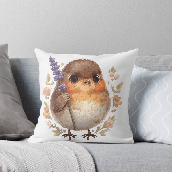 Item preview, Chubby Robin Holding Lavender Sprig Sticker designed and sold by funnyshop222.