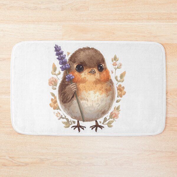 Item preview, Chubby Robin Holding Lavender Sprig Sticker designed and sold by funnyshop222.
