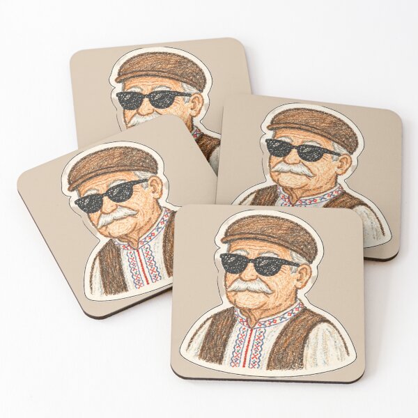 Item preview, Sticker Bunicul Cool cu Ochelari – Design Tradițional Românesc Amuzant designed and sold by randomdesignsnearme.