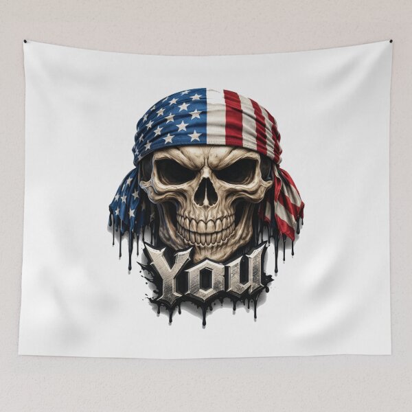 Item preview, Patriotic Skull with American Flag Bandana – Dark USA Design designed and sold by WorkVibe Studio.
